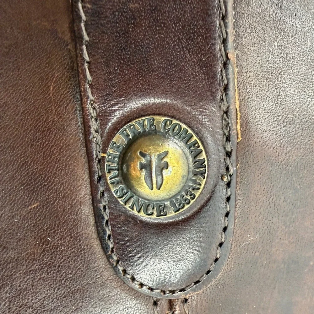 Frye Melissa Button Riding Boots Women 7 Dark Brown Leather Tall 77167 - Picture 3 of 10